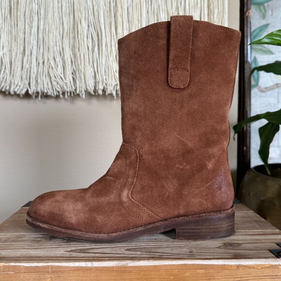 Free People Easton Equestrian Brown Suede Pull On "Ankle" Boots Size 8.5 / 39.5 - Picture 5 of 17